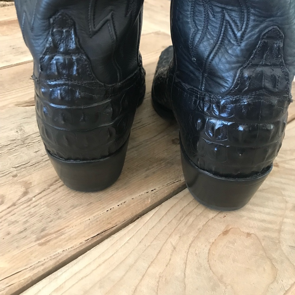 LUCCHESE Handmade Croccodile & Calfskin Cowboy Boots Size 10 D - Picture 8 of 9